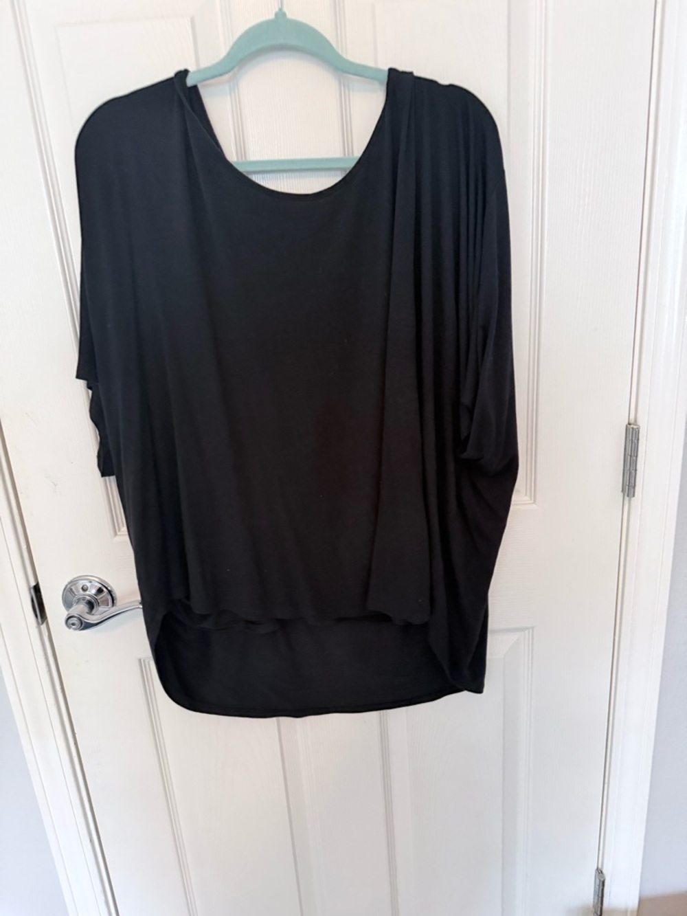 VENUS Black Draped Dolman Sleeve Tunic Top